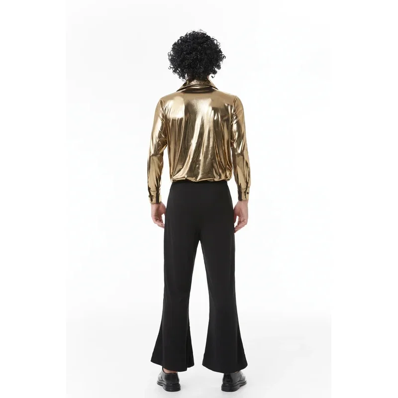 RT01 골드 빈티지 70년대 디스코 커플 의상 성인 80년대 히피 의상 정장 남성 여성 음악 축제 파티 의상 Cosp * Jk2