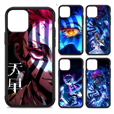 D-Demon Akaza S-Slayer PC+TPU Phone Case For iPhone 17 16 15 14 13 12 11 Pro Max Plus Kawaii Cartoon Cover