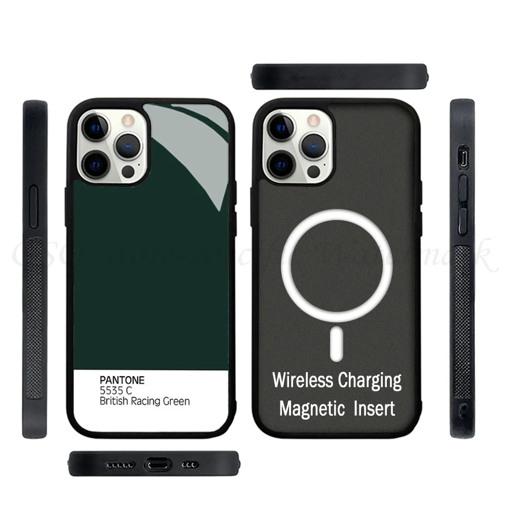 PANTONE 5535c British Racing Green Phone Case Strong Magnetic For IPhone 15 14 13 Pro Max 11 12 Mini Alex Mirror For