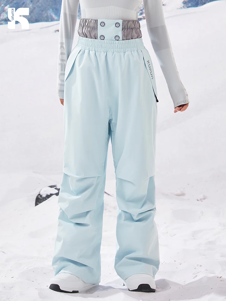 KUFUN лыжные брюки для женщин и мужчин, толстые брюки для сноуборда, водонепроницаемые, ветрозащитные, снегозащитные, свободные для зимних видов спорта на открытом воздухе