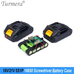 Turmera 18V 21V Screwdriver Battery Kit Case 5S1P 5X 18650 Holder 5S 35A BMS Welding Nickel for 1.5Ah 2Ah 3Ah Electric Drill Use