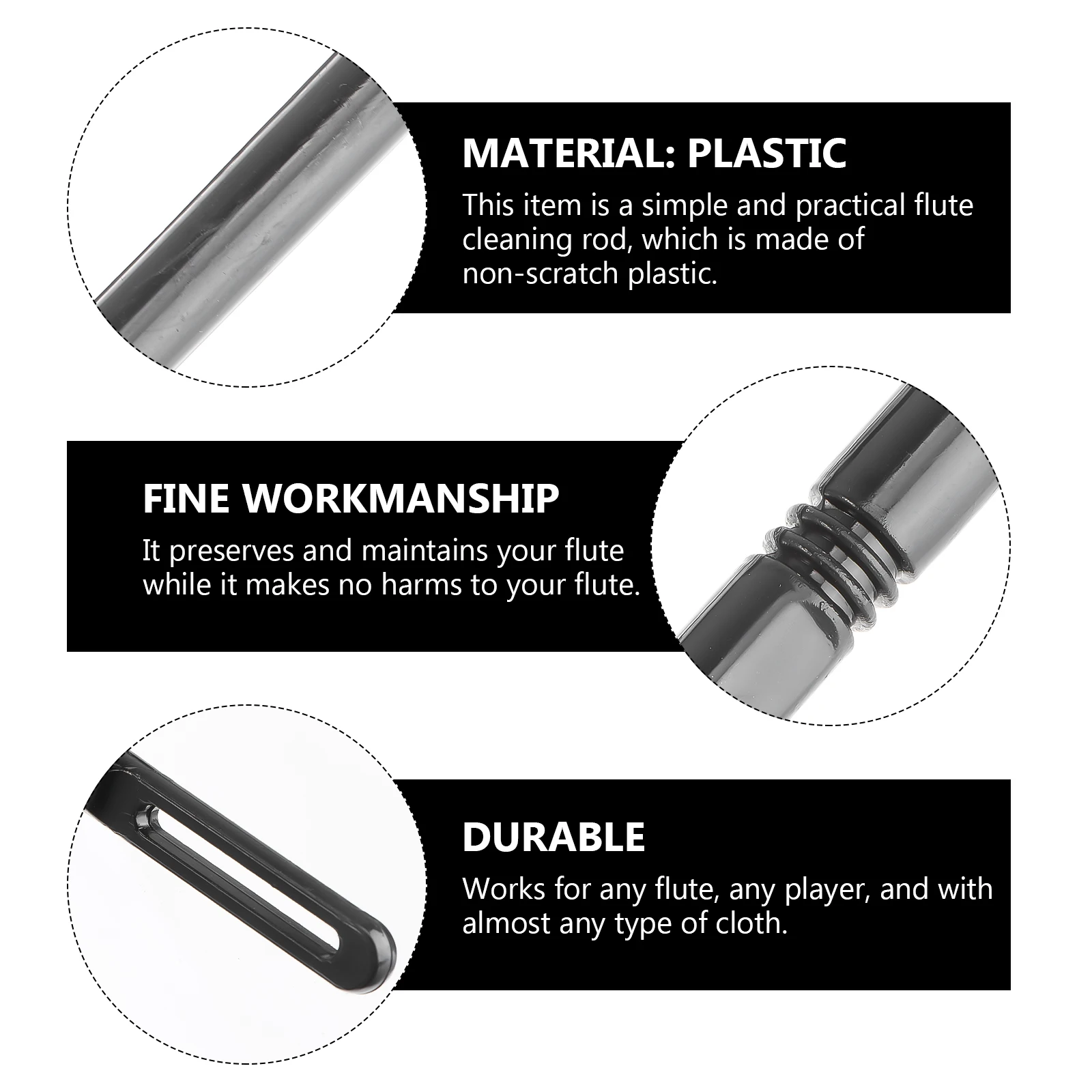 

Flute Cleaning Stick Accessories School Flutes Cleaner Black Maintenance Rod for