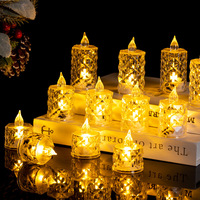 24Pcs Crystal Flameless Candle Lights LED Tealight Candles Battery-Operated Twinkling Light Fake Candles for Weddings Home Decor