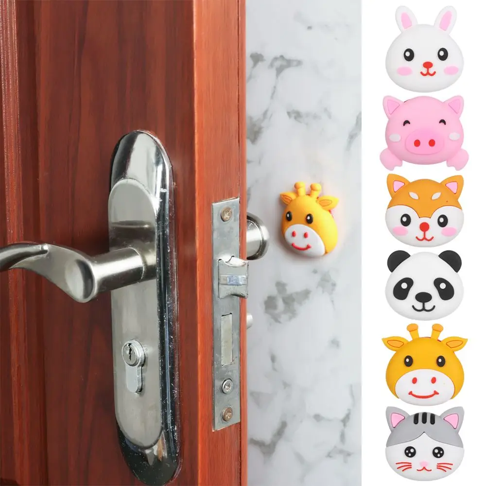 Cartoon Wall Anti-collision Pads Door Stopper Stickers Silicone Handle Bumper Mute Crash Pad Door Handle Stopper Protection Mat