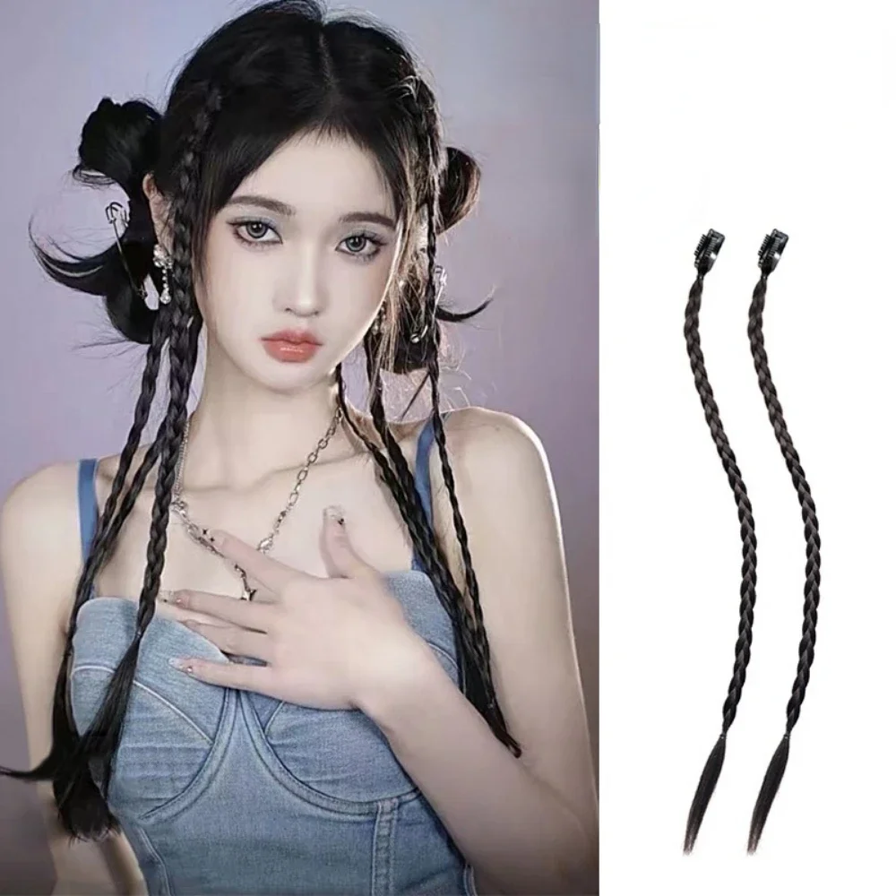 2pcs 45cm Braids Sweet Cool Girls Boxing Braiding Hair Extension Clip Hair Crochet Boxing Braids Blue Pink Brown Styling Tools
