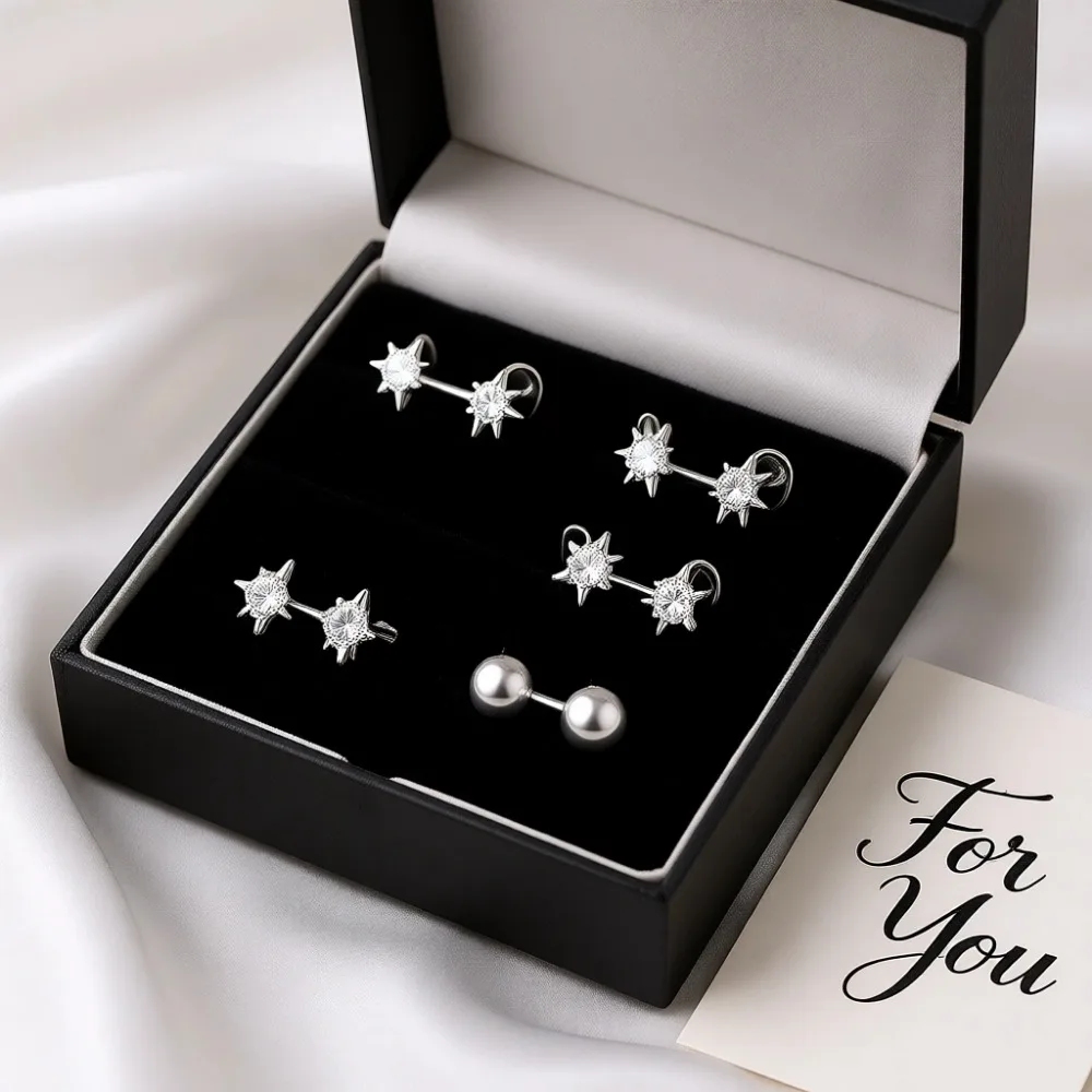 

Гипоаллергенные серьги-гвоздики из хирургической стали для женщин, модные, с позолотой 14K, в форме звезды и сердца, с цирконием, набор с цепочкой для пирсинга хряща.