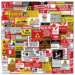 10/40/75PCS Cool Warning Graffiti Stickers Danger Banning Car Guitar Motorcycle Luggage Suitcase DIY Classic Toy Sticker Gift