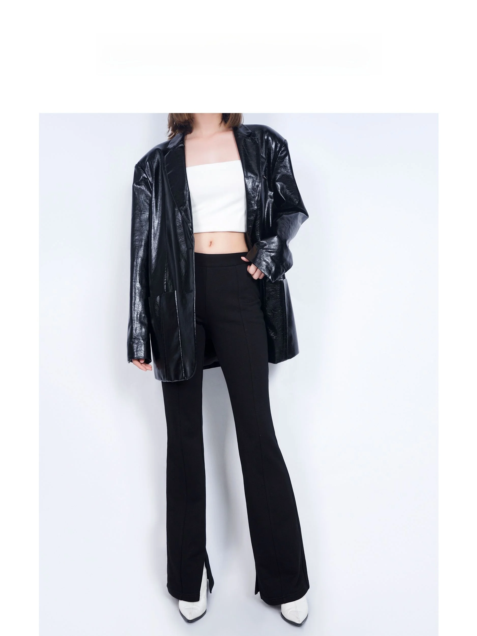 

High Waist Slim Fit Casual Pants LBT Bell Bot Trousers for Women Original Sle Resin Color Fastening Zipper Fastening