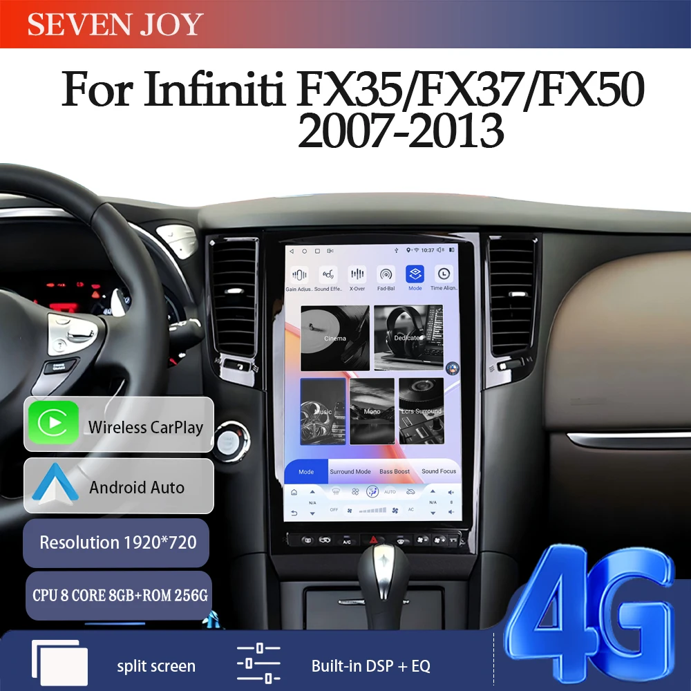 

14.5 inch For Infiniti FX35/FX37/FX50 2007-2013 Android 15 Tesla Screen GPS Navigation Car Multimedia Video Player Carplay