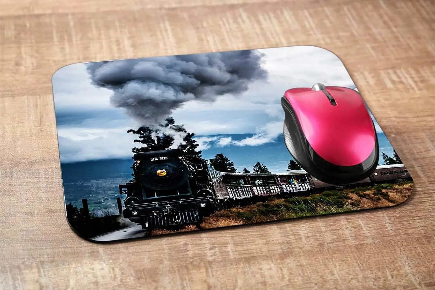Non-Slip Rubber Gaming Mouse Pad, Cool Steam Train, Old Vehicle Mouse Pad, Computer Mouse Mat, Laptop, Office, 9.5x7.9 Polegada