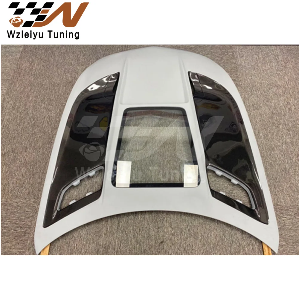 BS Style Portion Carbon Fiber Front Hood Bonnet Fit For Benz AMG GT GTS GTC GTR With Glass High Quality Fitment