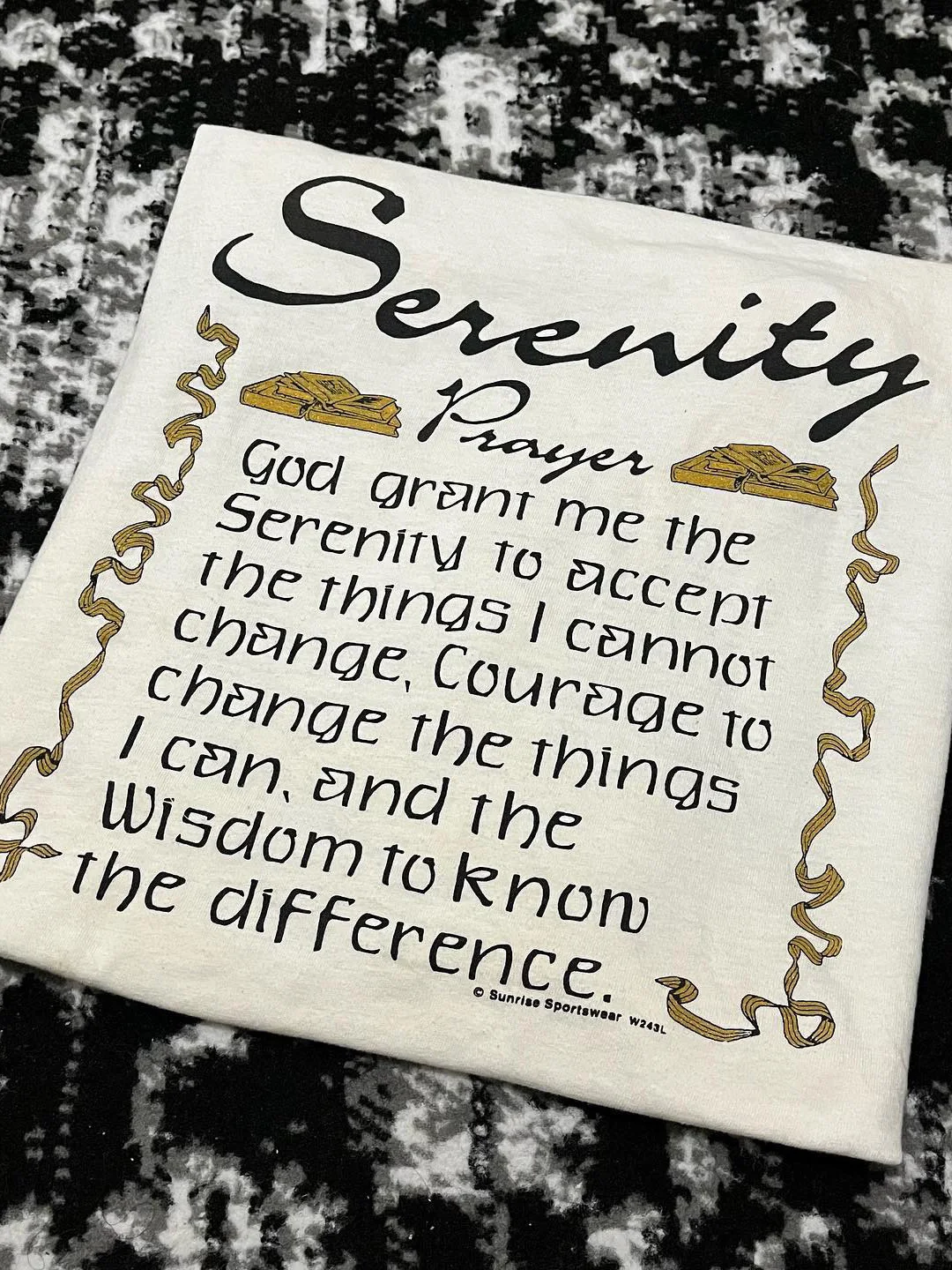 Serenity Prayer American Retro Long Sleeve T-Shirt Cityboy High Street Unisex Top Trendy Pure Cotton round Neck Loose Fit