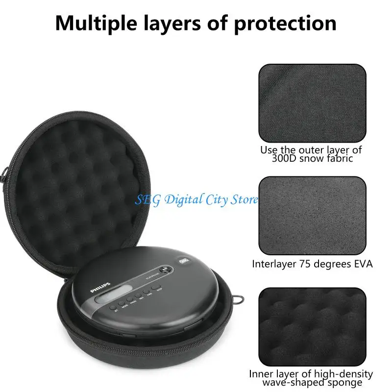 

U75B Travel Friendly CDs Player Case Organiser With Double Zippers Closures And Dedicated Space For CDs And Cables