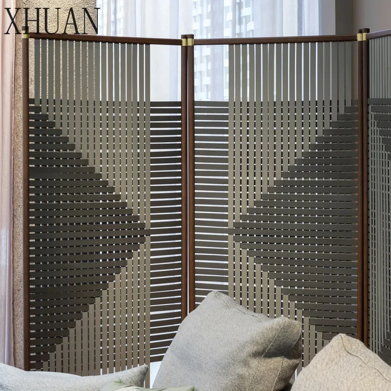 Saddle Leather Folding Screen Hand Knitted Chloe Stainless Steel