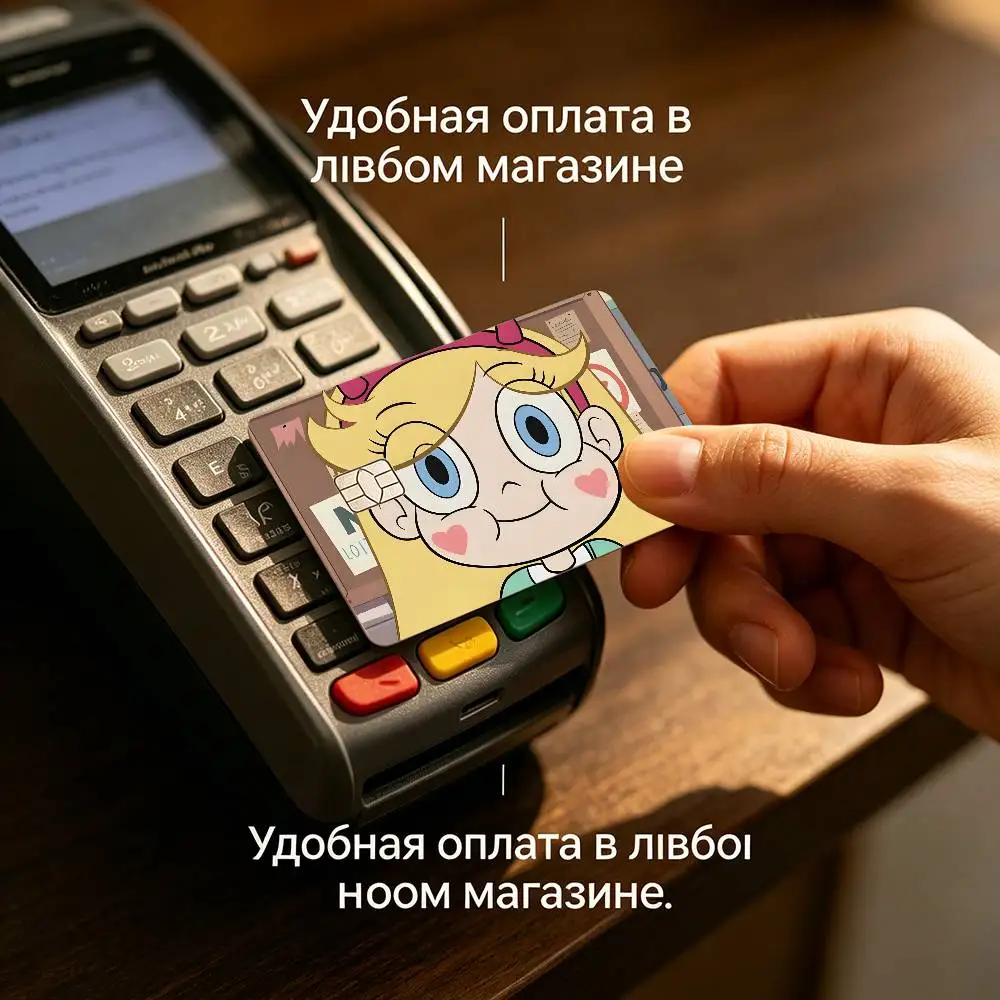 Cartoon S-Star B-Butterfly Princess Credit Card Skin Stickers Matte Anti Scratch Suitable For VISA Card Bus And Subway Contac