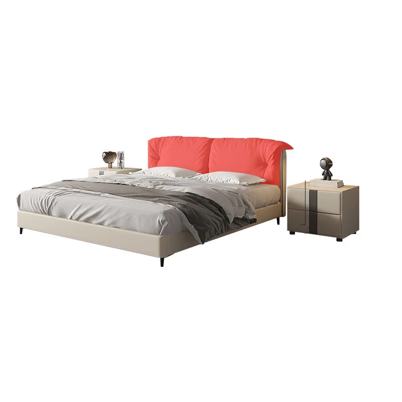 

Master bedroom large 1.8 meters down soft bag double Solid wood storage Italian minimalist wedding
