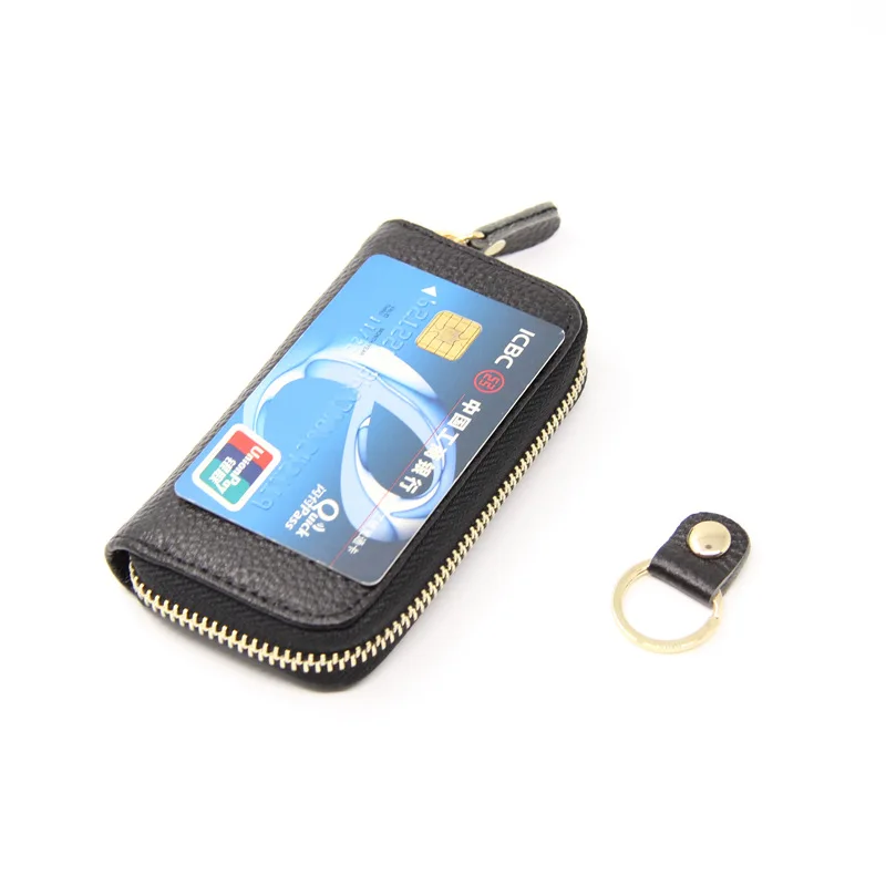 جلد البقر حافظة مفاتيح محافظ قفل حقيبة مفاتيح المرأة محفظة نسائية للعملات المعدنية حامل بطاقة حافظة مفاتيح الباب متعددة الوظائف #5