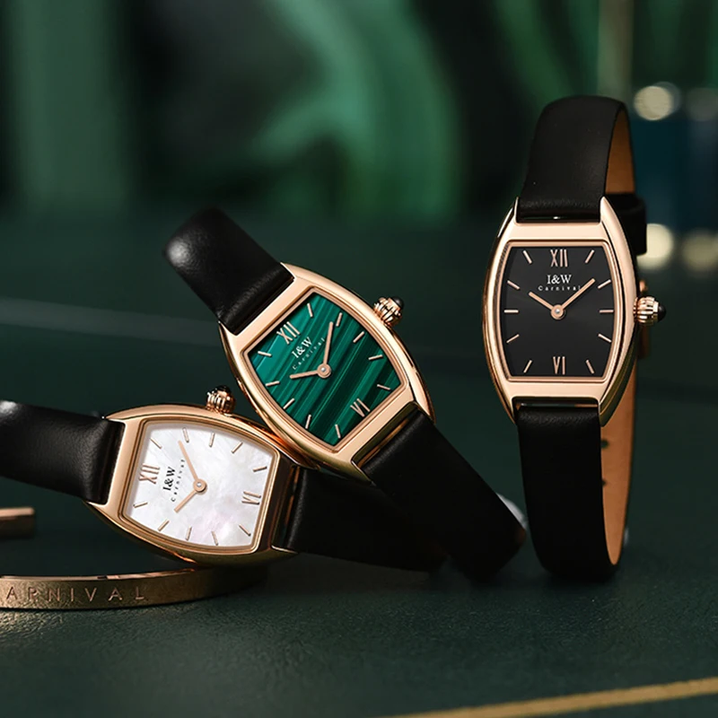 I&W Carnival Luxury Brand Switzerland Quartz Movement Women's Watches 6 MM Ultra-thin Sapphire Waterproof Leather Clock 3006L