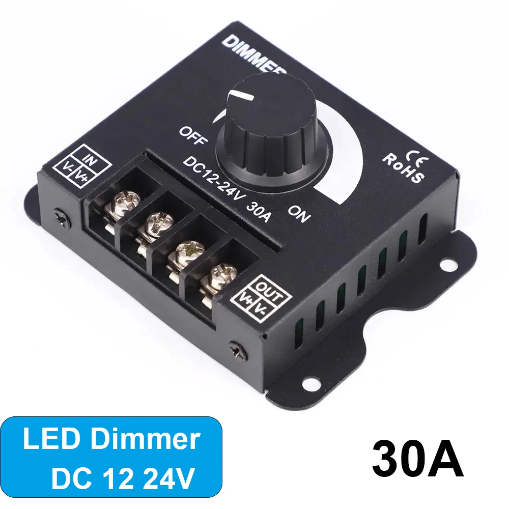 

30A LED Dimmer DC 12V 24V, Switch Brightness Adjustable LED Controller, For 2835 5050 Strip Light