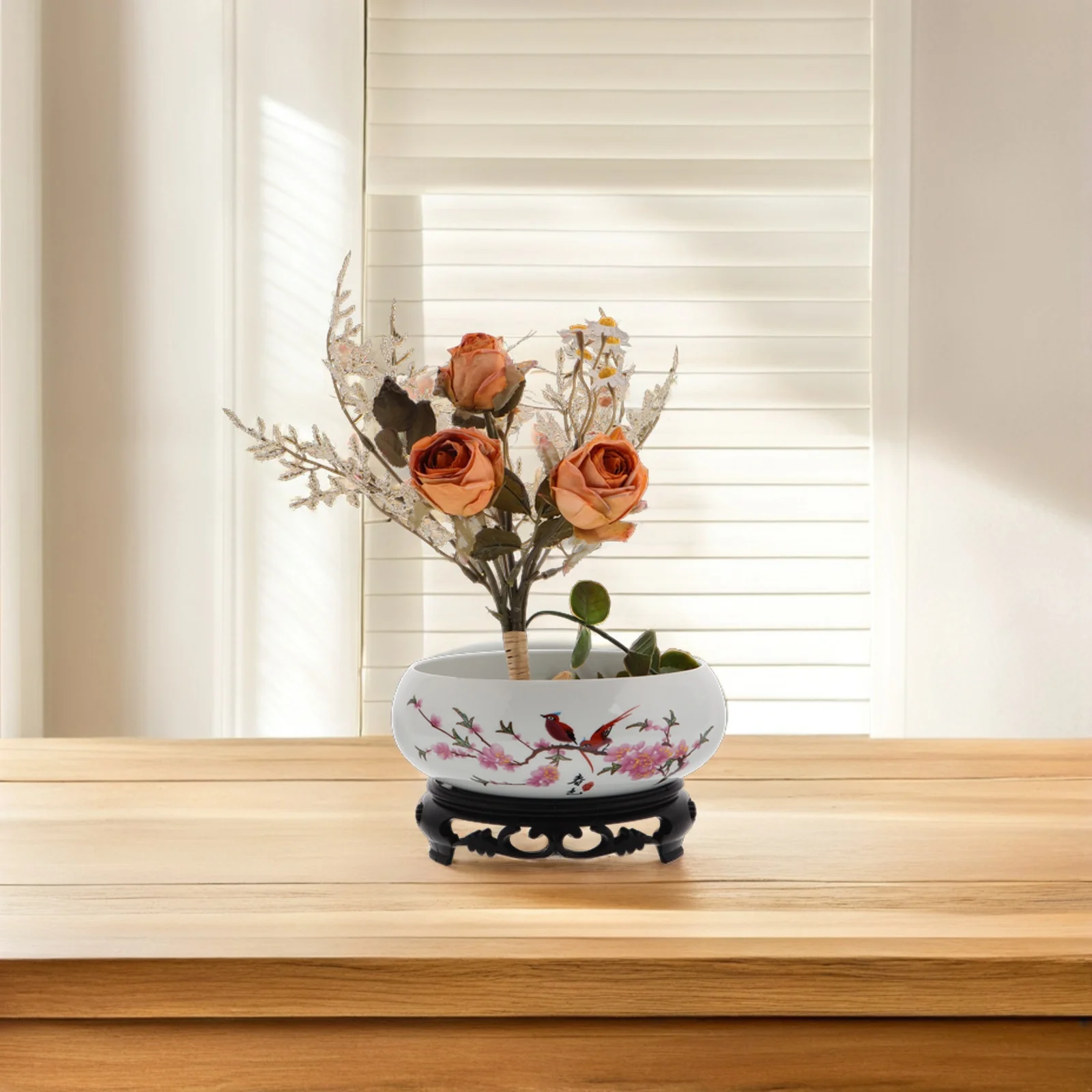 

Ceramic Porcelain Hydroponic Vase Indoor Lotus Planter Bowl Decorative Flower Pot Chinese Style Home Decor Chinese Ceramic Vase