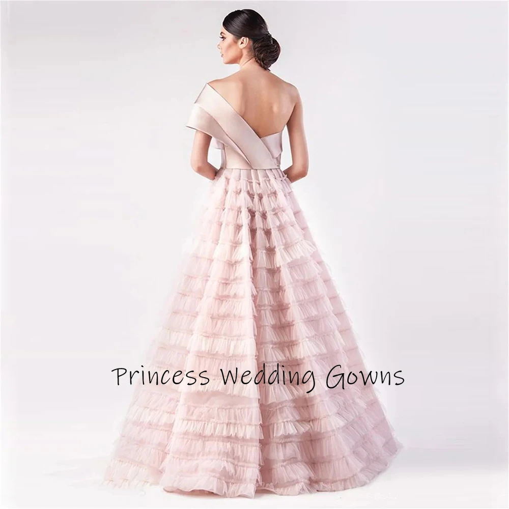 Robe princesse en tulle rose personnalisée, à plusieurs niveaux, plissé à une initiative, ligne A, sexy, dos nu, longueur au sol, robe de reconstitution historique formelle