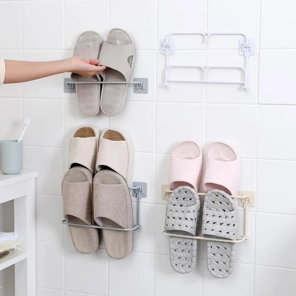 Easy-to-store Shoe Rack Space-saving Shoe Rack Foldable Wall-mounted Organizer for Bathroom Dormitory Easy Access No-punch