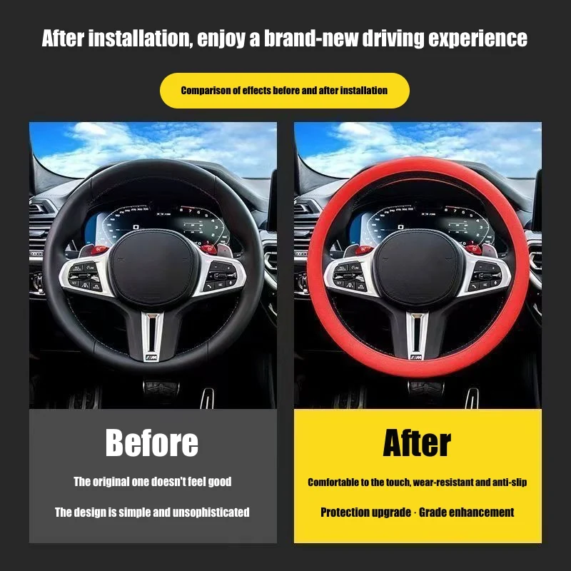 Car Universal Silicone Steering Wheel Cover All-Season Use Soft Textured Feel Multi-Color Car Interior Accessory