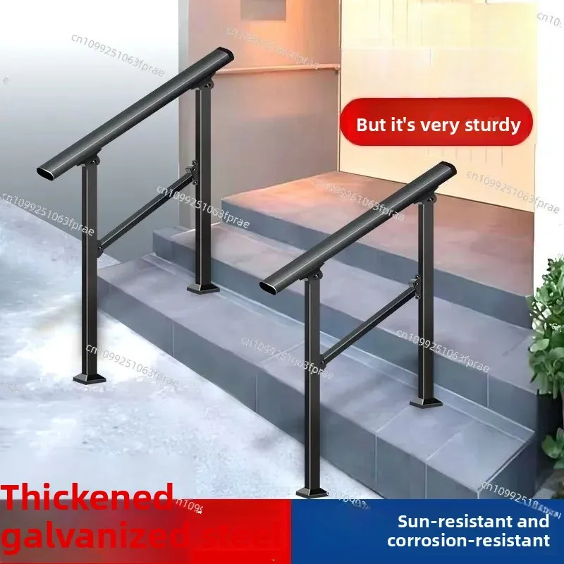 Galvanized Steel & Wrought Iron Railing, Outdoor Stair Handrail, Durable Guardrail for Home Stairs and Villa Exterior