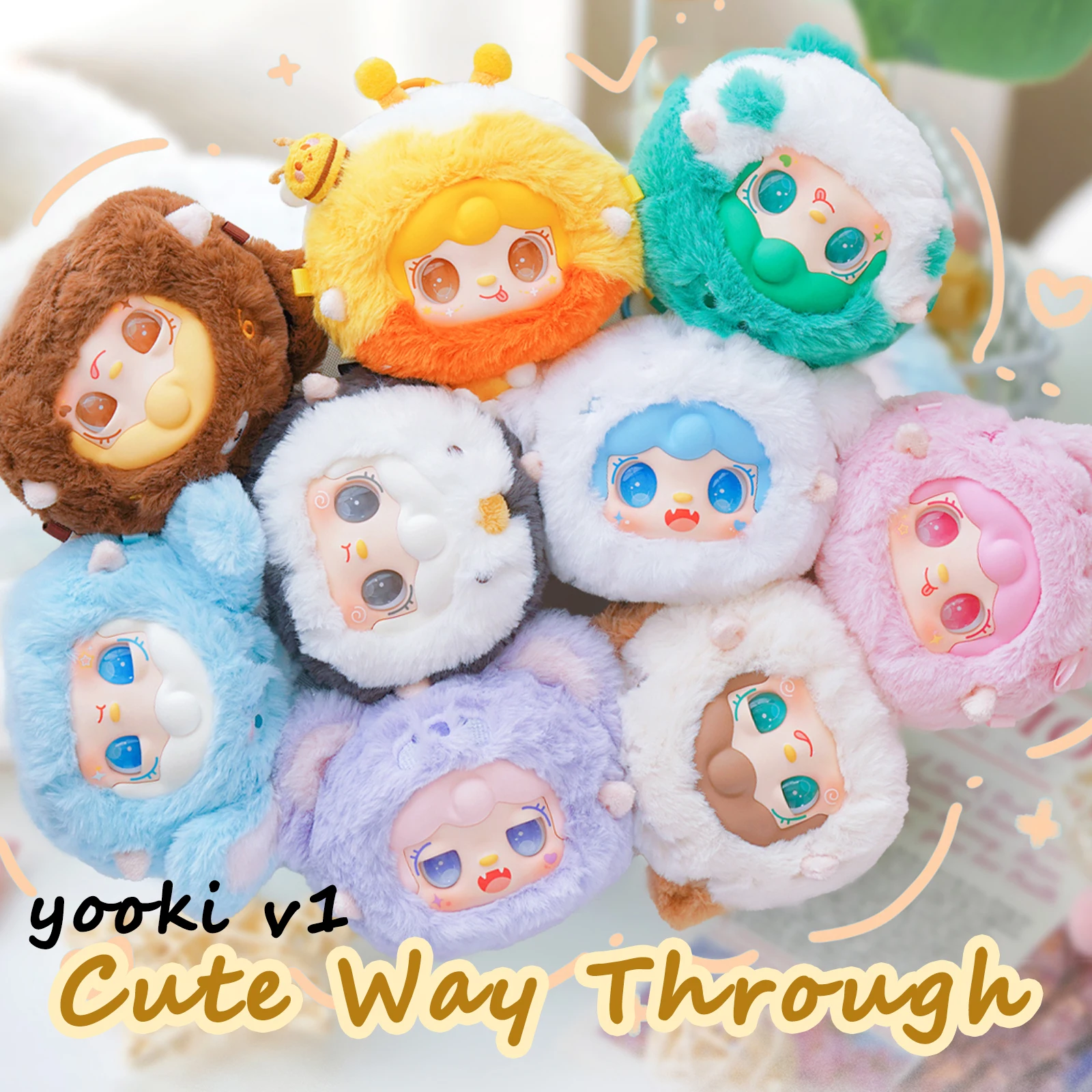 

Genuine Yooki V1 Cute Way Through Series Vinyl Plush Doll Blind Box Kawaii Bag Pendant Keychain Cute Plush Toys Mystery Box Gift