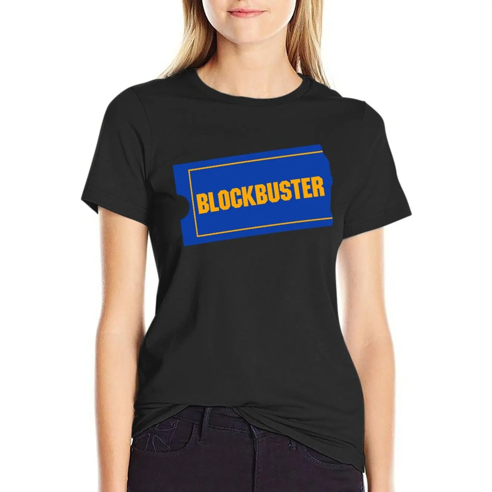 

Blockbuster retro logo T-Shirt korean fashion animal print customizeds Summer Women's clothing