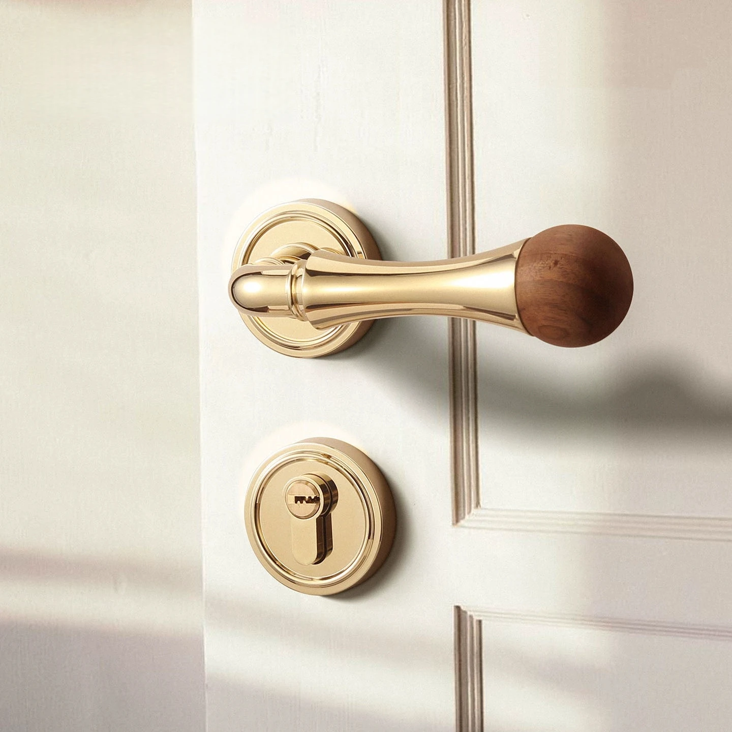 

luxury Walnut wooden Silent Door Locks vintage door handles Latch Safety Door Lock Accessories Bathroom Study Bedroom Door Locks