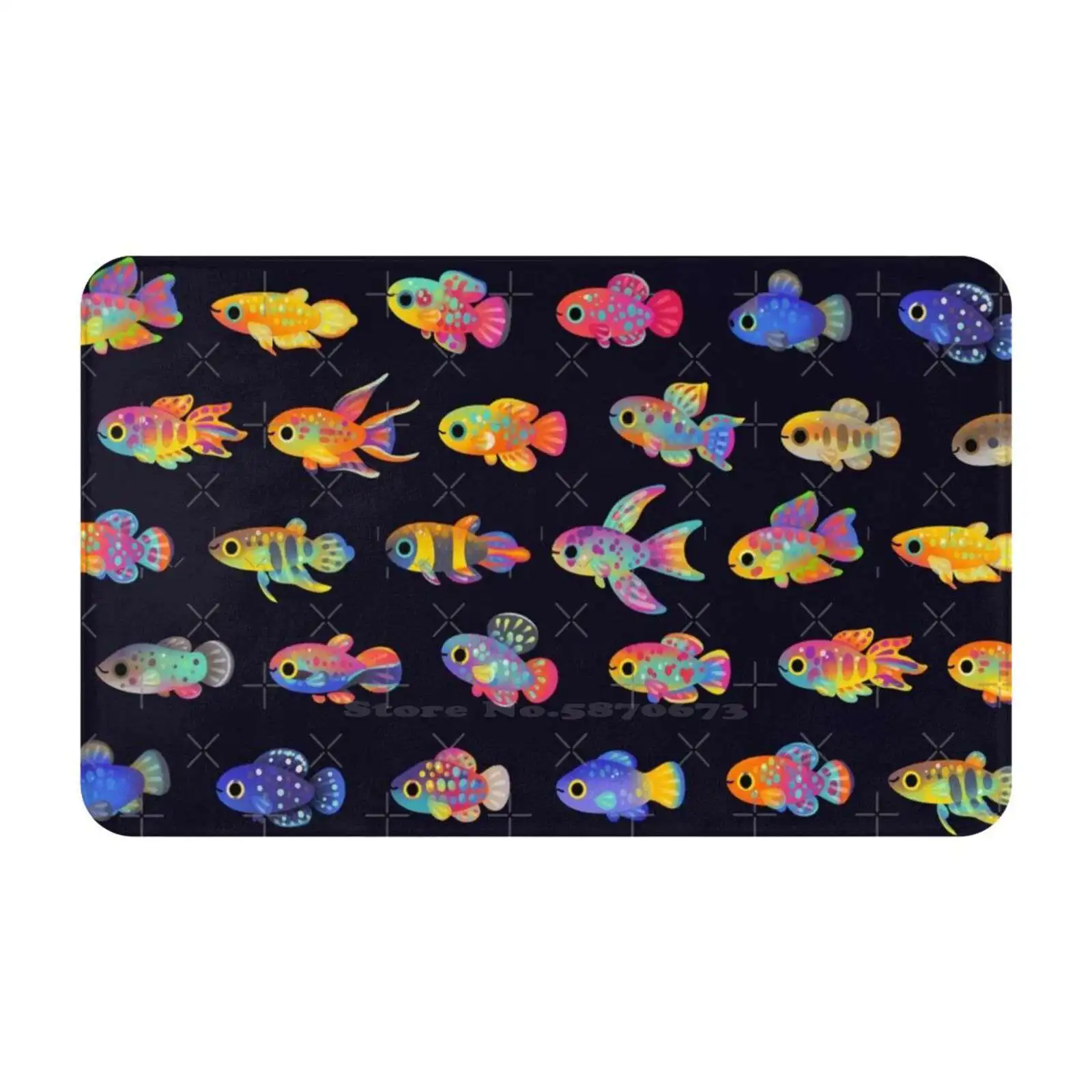 Killifish! 3D Household Goods Mat Rug Carpet Foot Pad Tropical Freshwater Fish Aquarium Fond Biology Animal Colorful Pikaole