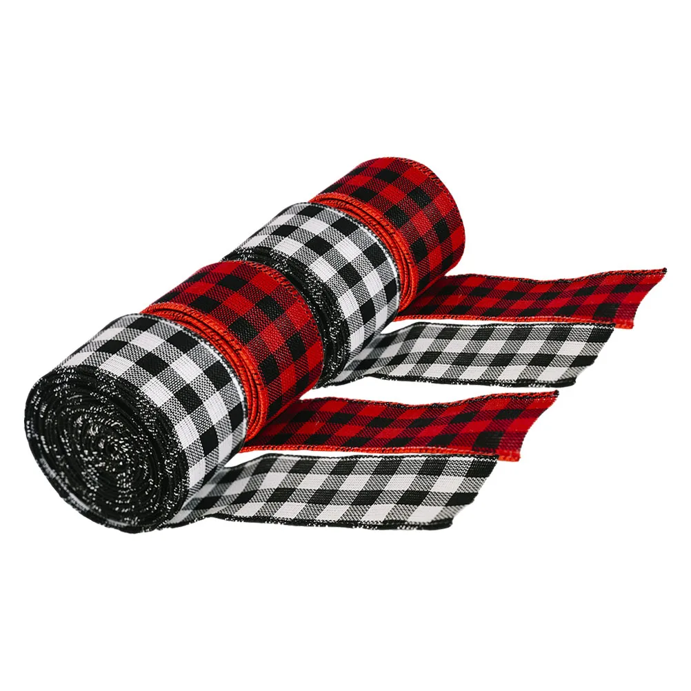 

4 Pcs Christmas Decoration Ribbon Holiday Ribbons for Crafts Hair Plaid Tree Fabric Birthday Party