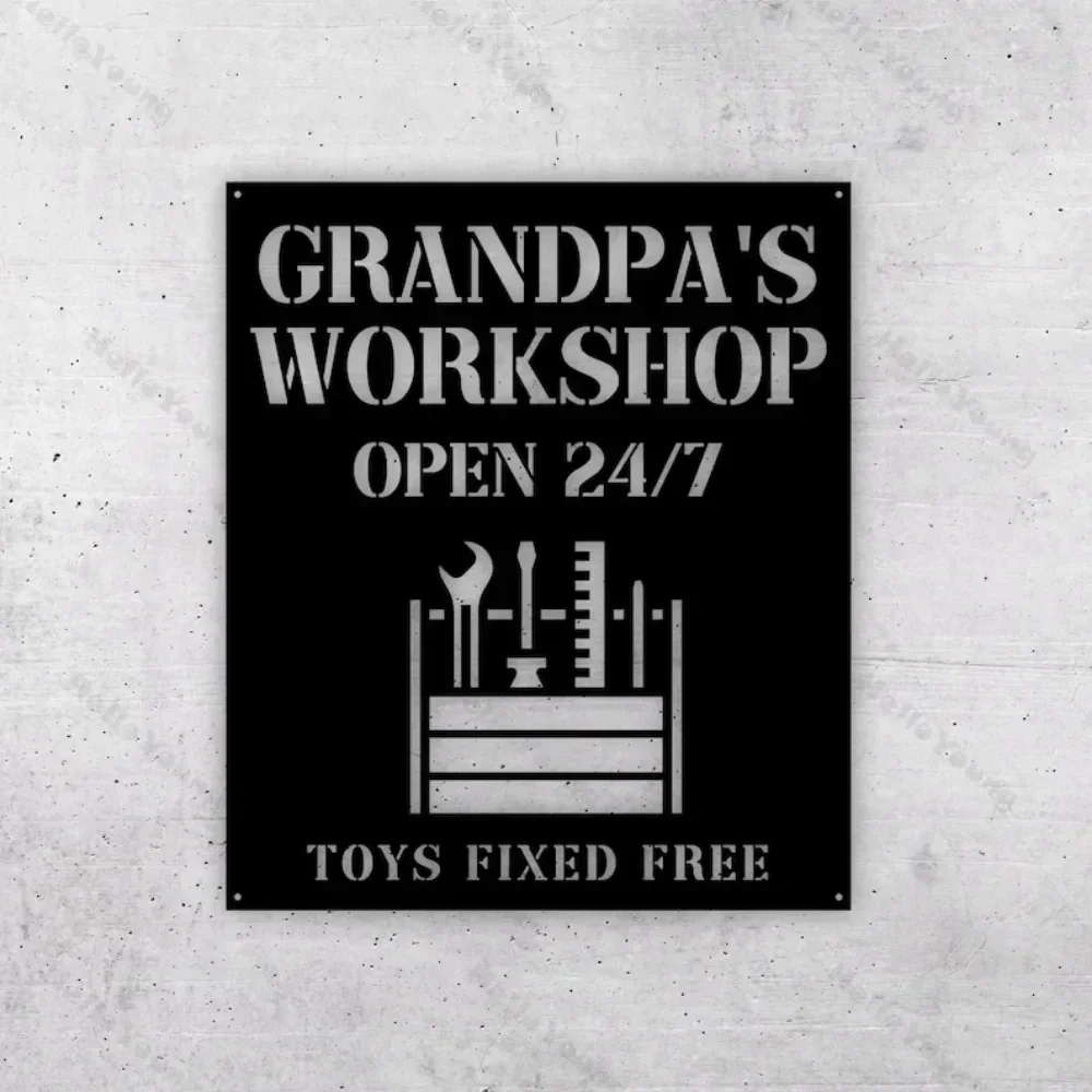 Unique Grandpa's Workshop Metal Gift for Grandpa Dad Papa Custom Garage Decor Sign Fathers Day Present Outdoor Marker