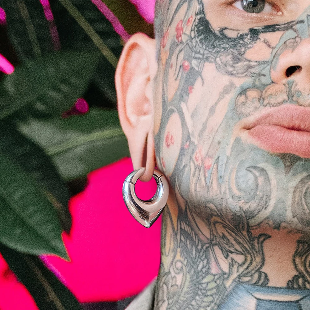 Giga 1/2PCS 6mm 2G Water droplet Ear Weights Hanger Gauges Plugs Expander Stainless Steel Earrings Fashion Body Piercing Jewelry