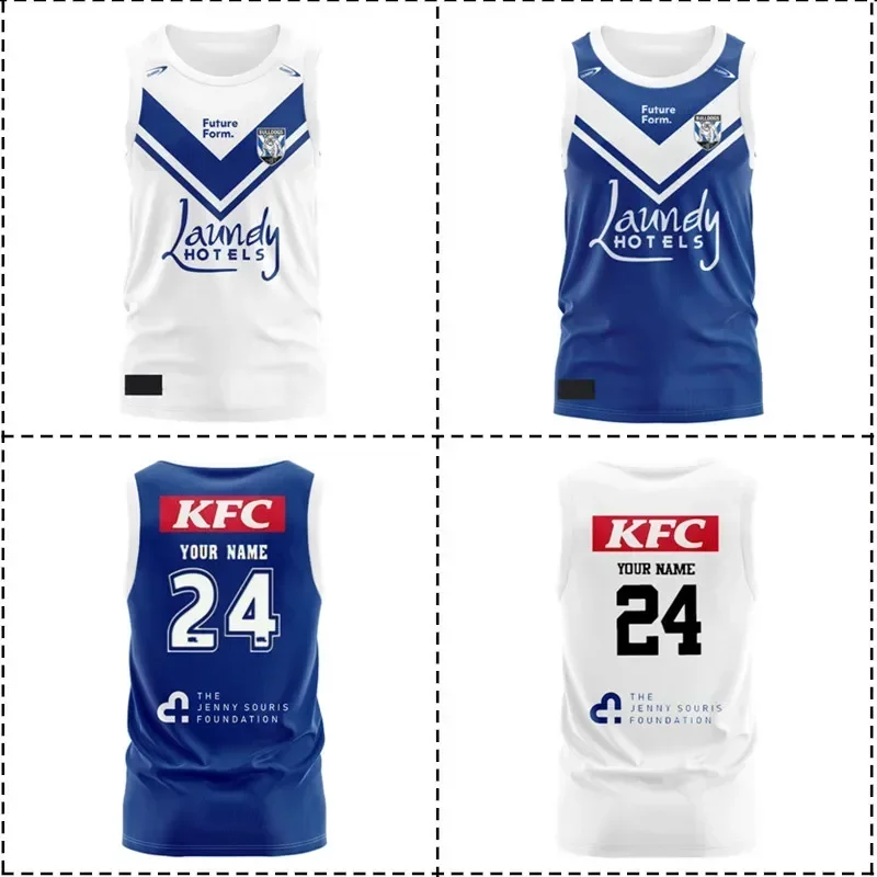 

2024 Bulldogs Home / Away Training Singlet Shorts - Mens Size:S-5XL（Print Name Number）Top Quality