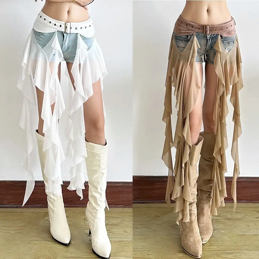 

Модные нерегулярные ремни с оборками для женщин, регулируемая пряжка, сексуальный пояс, белая мини-юбка Y2K, шорты, аксессуары