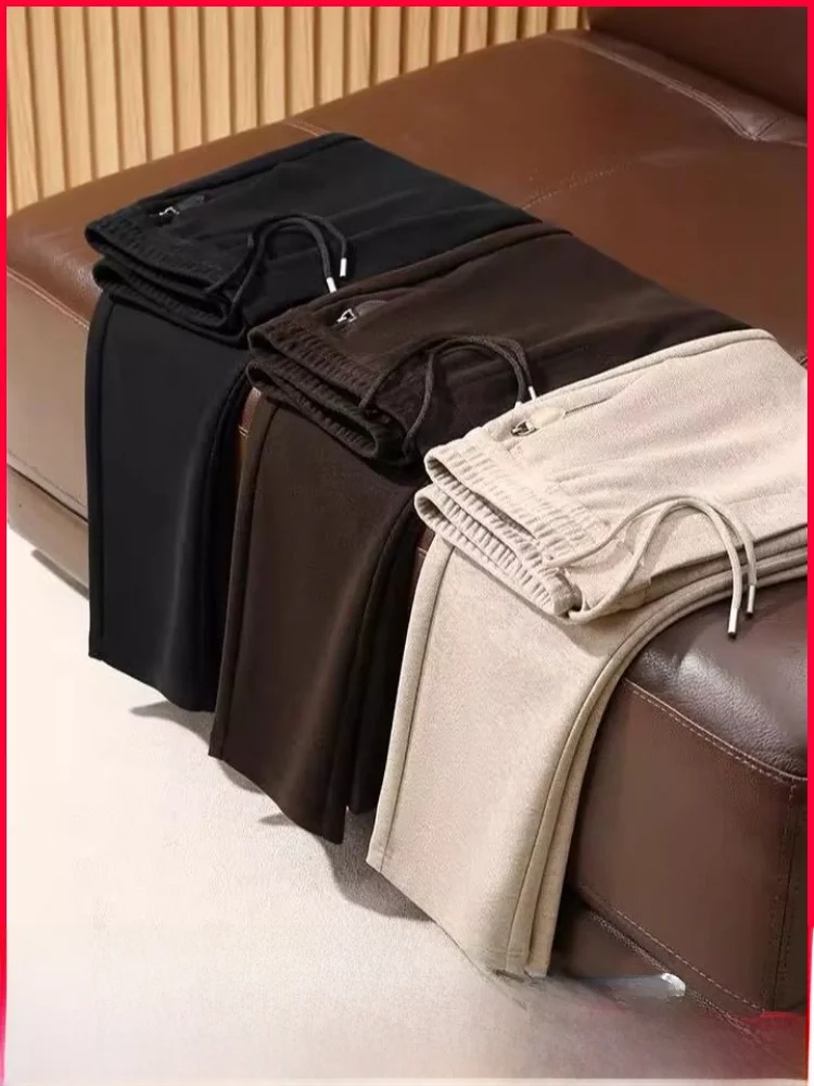 

Men's Casual Pants Wool Blend Thiened Elastic Autumn Winter Anti-Wrinkle Warm Faionable Straight Leg Pants