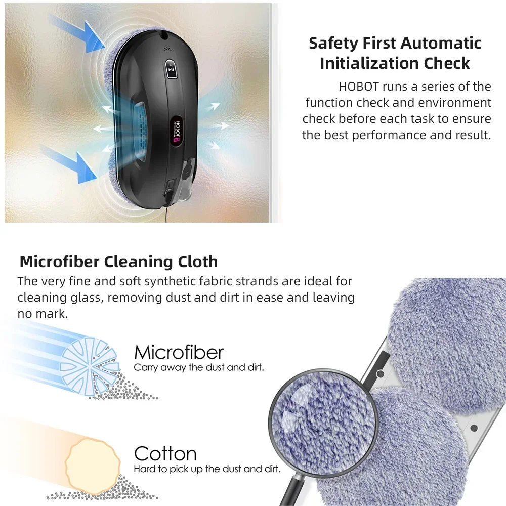 HOBOT 388 Industrial Strength Cleaner  , WiFi Automatic Window Vacuum Cleaner  With Dual Water Spray Syste