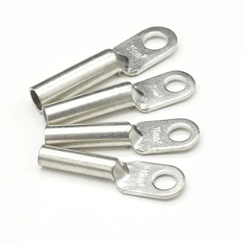 DT-10 DT-16 DT-25 DT-35 Wire Terminal Copper Crimp Splice Silver Tin Plated Block Bare Bolt Hole Nose Tube LUG Cable Connector