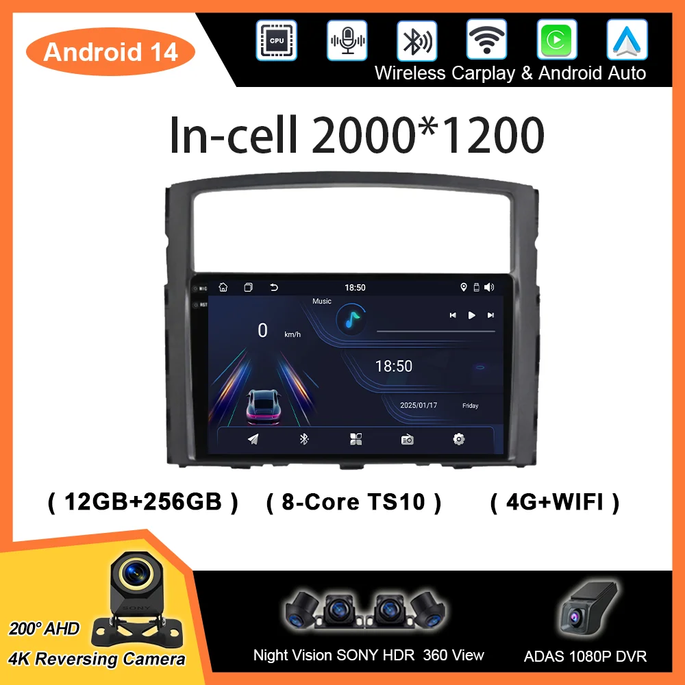 

Android Car GPS Navigation For Mitsubishi Pajero 4 V80 V90 2006 -2010 2012 Auto Radio Stereo Multimidia Player Carplay 2din DVD