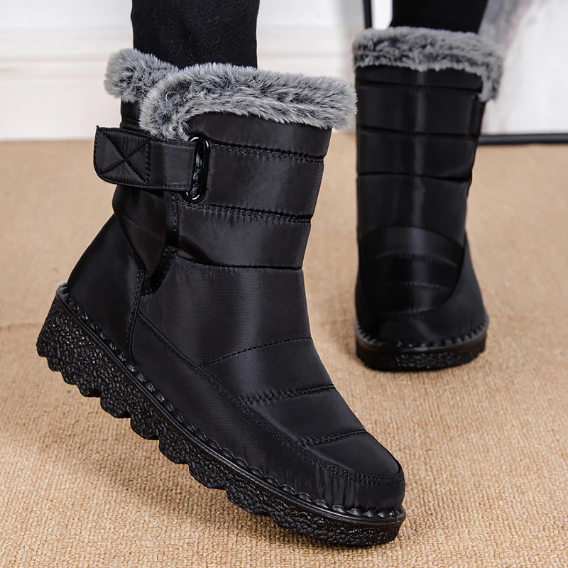 Bottes de neige mi-hautes pour femmes, chaussures à plateforme pour dames, monochromes, décontractées, tendance, hiver, 2025