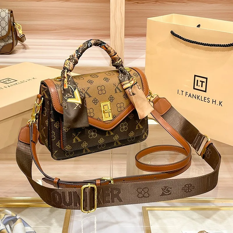 Light luxury brand women's bag 2025 new fashionable and versatile high-end color blocked handbag, single shoulder crossbody bag