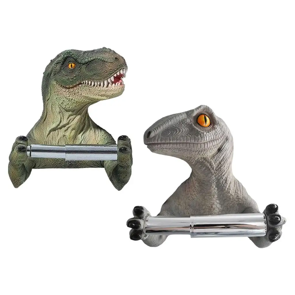 Lifelike Dinosaur Toilet Paper Holder Storage Wall Punch-Free Organization Shelf Toilet Roll Holder for Bathroom Kitchen