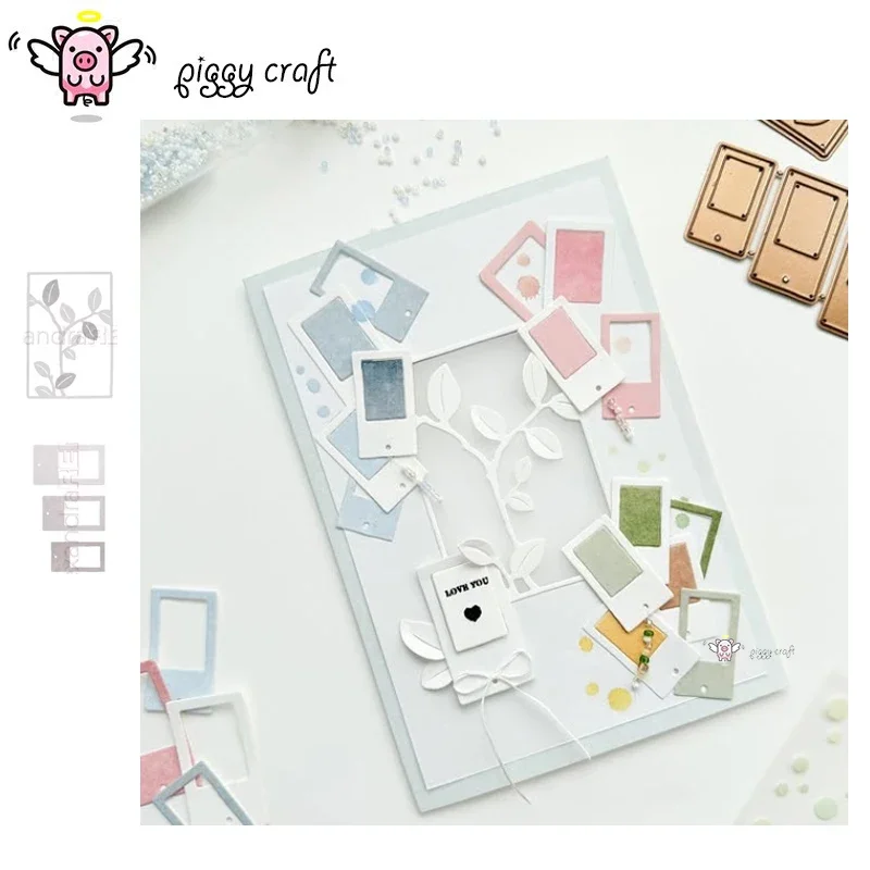Piggy Craft metal cutting dies cut die mold Leaf photo frame Scrapbook paper craft knife mold blade punch stencils dies