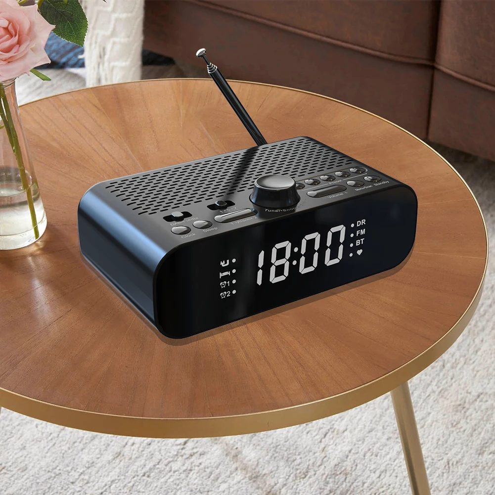 Portable DAB FM Radio LED Display Clock Radio Rechargeable Battery Operated Radio Digital Alarm Clock Radio for Home