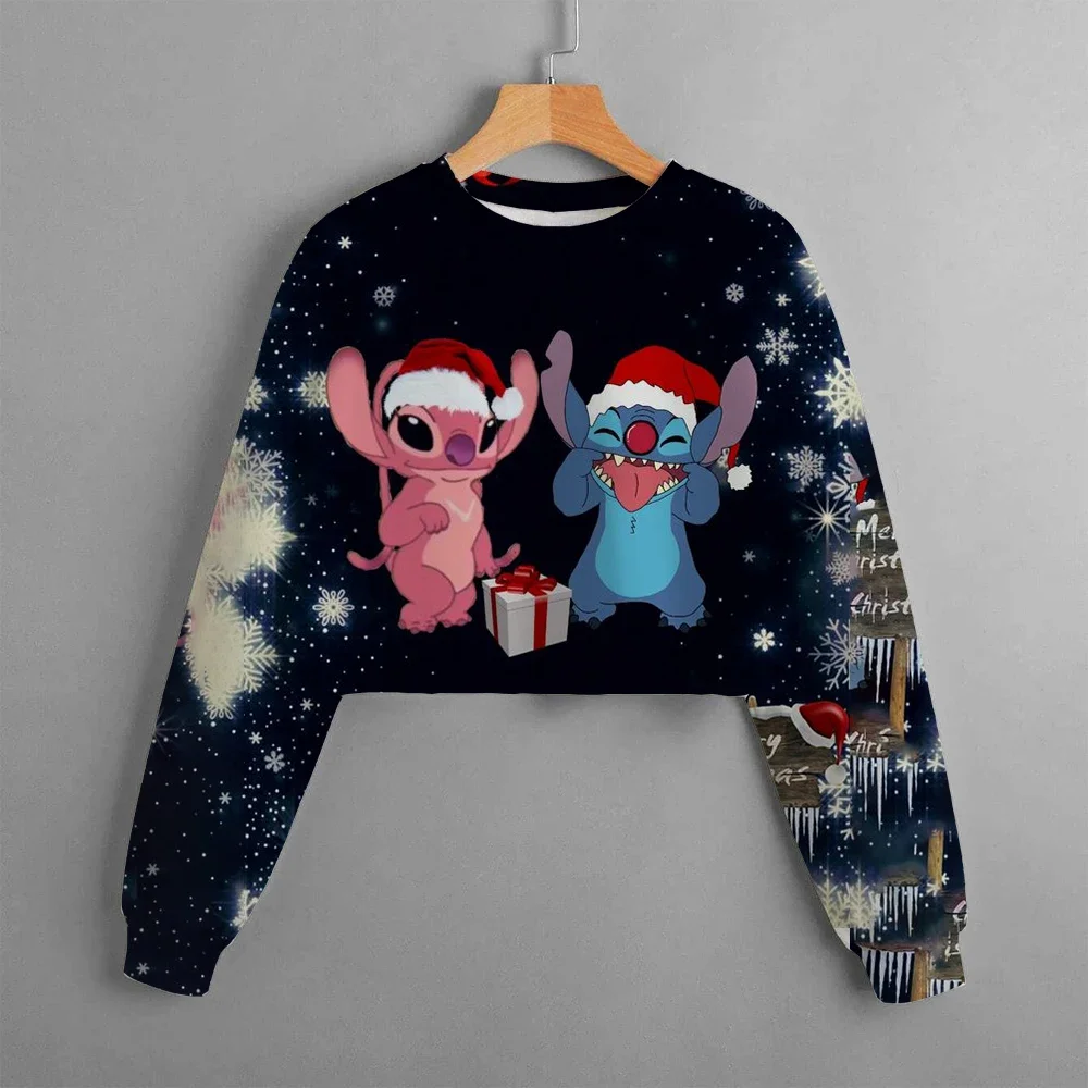 Kids Christmas New Kids Clothes Cartoon Disney Stitch Print Cute Birthday Party Costumes Girls Street Sports Hoodie Girls Tops