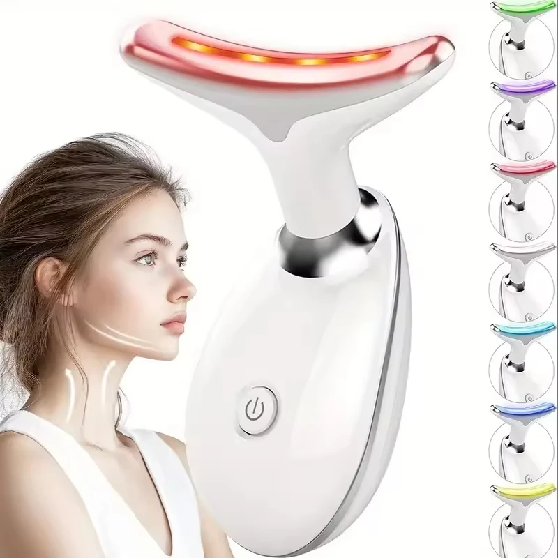 

Facial and neck massager, 7-color light therapy facial and neck massager, a massage tool for eliminating wrinkles and improving