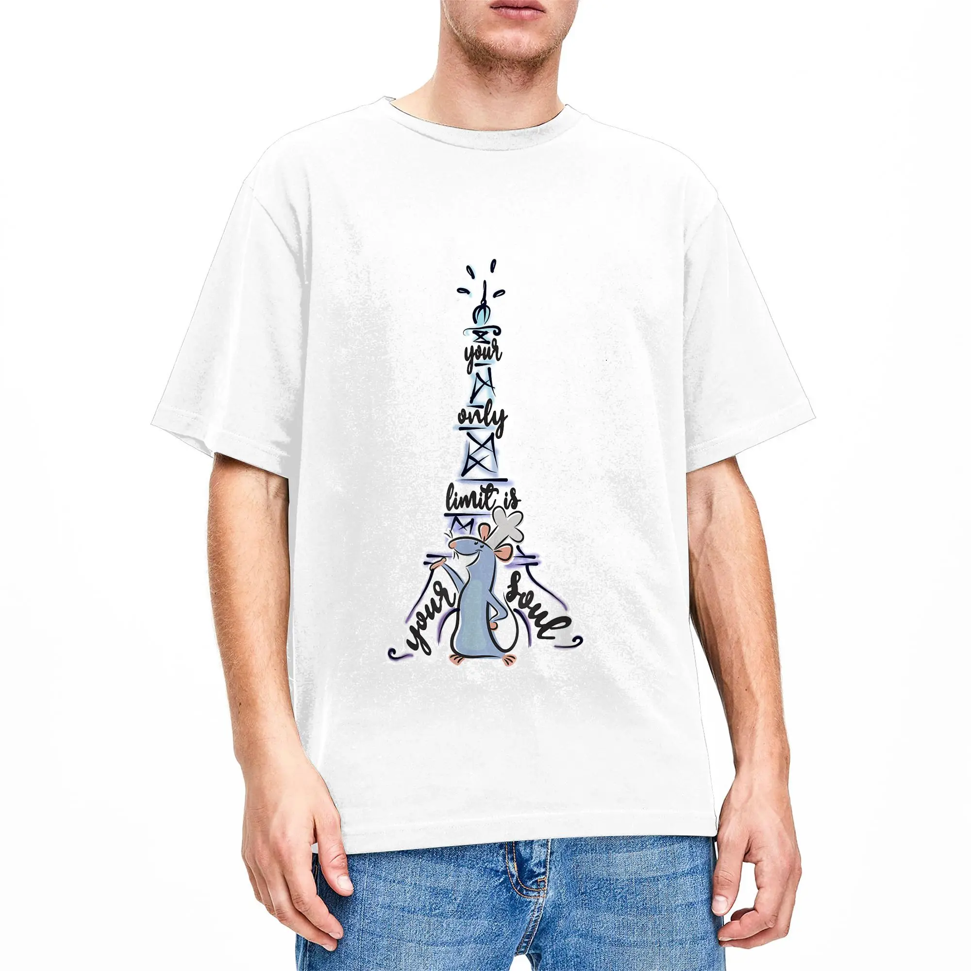 Ratatouille Remy Your Only Limit is Your Soul Men's T Shirts  Cool Tees Short Sleeve Round Collar T-Shirt 100% Cotton Clothing