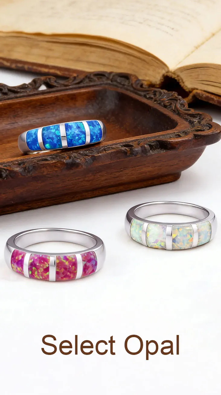 Vintage Opal-Kupferring für Damen und Herren, Gotischer Schmuck, Luxuriöses Hochzeits- und Verlobungsring-Set, Cocktail-Ringe als Geschenk für Sie – Detail 1